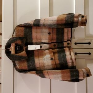 NWT Zara Cropped Wool Blend Shacket